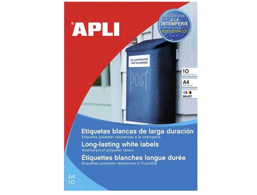 Etiquetas adhesivas apli de poliester resistente a la intemperie para impresora laser 210x297 mm