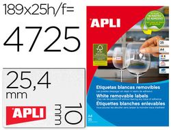 Etiquetas adhesivas Apli removibles tamaño 25,4x10 mm caja 25 hojas 10198