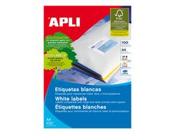 Etiquetas Apli 105 x 29 mm. en blanco cantos rectos (100 hojas)