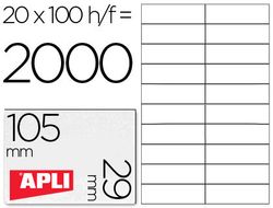 Etiquetas Apli 105 x 29 mm. en blanco cantos rectos (100 hojas)