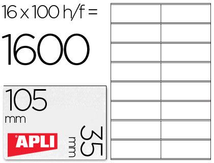 Etiquetas Apli 105 x 35 mm. en blanco cantos rectos (100 hojas) Ref. 1287