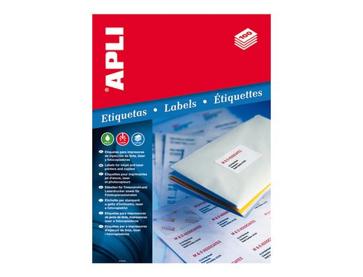 Etiquetas Apli 105 x 74 mm. blanco cantos rectos (100 hojas)