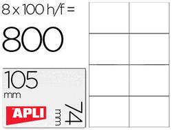 Etiquetas Apli 105 x 74 mm. blanco cantos rectos (100 hojas)