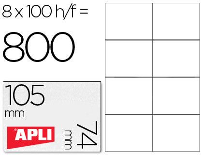 Etiquetas Apli 105 x 74 mm. blanco cantos rectos (100 hojas)