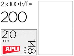 Etiquetas Apli 210 x 148 mm. blanco cantos rectos (100 hojas)