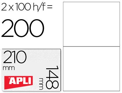 Etiquetas Apli 210 x 148 mm. blanco cantos rectos (100 hojas)
