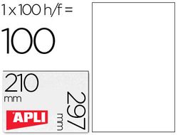Etiquetas Apli 210 x 297 mm. blanco cantos rectos (100 hojas)