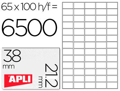 Etiquetas Apli 38 x 21,2 mm. en blanco cantos rectos (100 hojas)