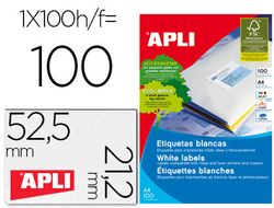 Etiquetas Apli 52,5 x 21,2 mm. en blanco cantos rectos (100 hojas)