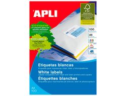 Etiquetas Apli 64,6 x 33,8 mm. en blanco cantos rectos (100 hojas)
