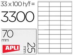 Etiquetas Apli 70 x 25,4 mm. en blanco cantos rectos (100 hojas)