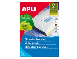 Etiquetas Apli 70 x 50,8 mm. en blanco cantos rectos (100 hojas)