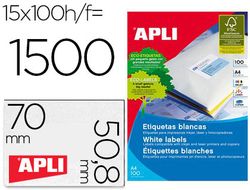 Etiquetas Apli 70 x 50,8 mm. en blanco cantos rectos (100 hojas)