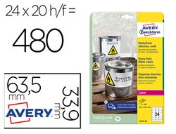 Etiquetas Avery poliéster 63,5 x 33,9 mm. blanco (20 hojas)