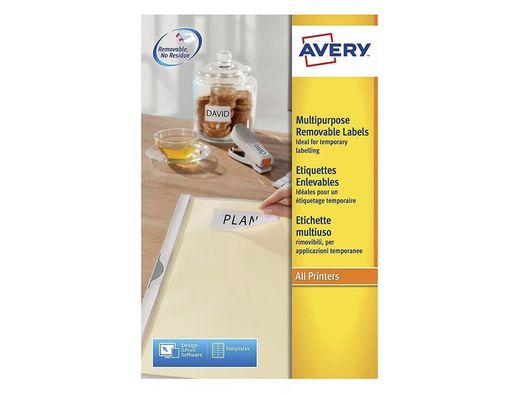 Etiquetas Avery removible 25,4 x 10 mm. (25 hojas)