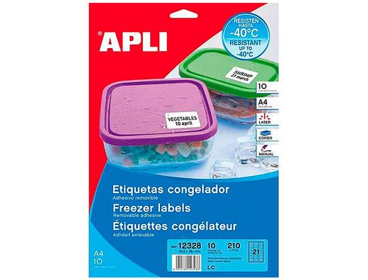 Etiquetas congelador bolsa 10 Hojas 635 X 381mm Apli 12328