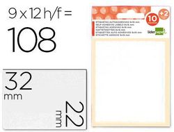 Etiquetas Liderpapel Sobre de 10 H. + 2 H. Obsequio 22X32 mm -9 Unidades Por Hoja