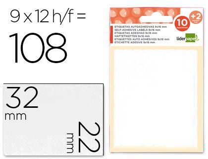 Etiquetas Liderpapel Sobre de 10 H. + 2 H. Obsequio 22X32 mm -9 Unidades Por Hoja