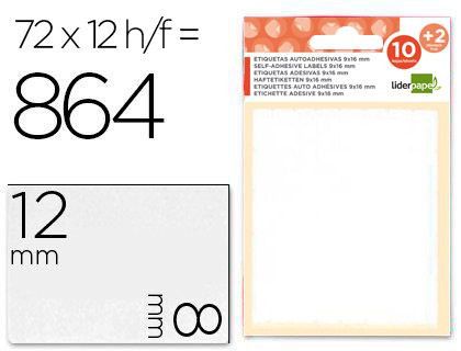 Etiquetas Liderpapel Sobre de 10 H. + 2 H. Obsequio 8X12 mm -72 Unidades Por Hoja