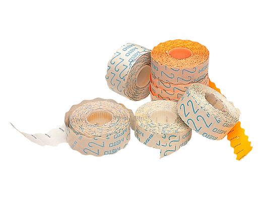 Etiquetas Meto Onduladas 22 X 12 mm Pvp Fn. Adh 2 -Fluor Naranja -Rollo 1500 Etiquetas