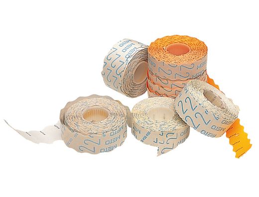 Etiquetas Meto Onduladas 26X16 mm Blanca Adh. 1 Removible Rollo de 1200 Etiquetas Troqueladas para Etiquetadora Tovel