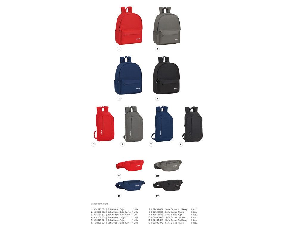 Expositor escolar safta colores basic mochilas / riñoneras / mini mochilas 650x380x1580 mm