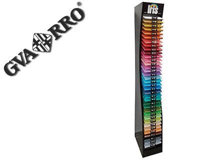 Expositor guarro metalico vacio 36 estantes para cartulina iris din A4 185 gr 30x40x200 cm
