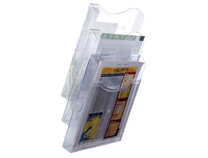 Expositor Mural Archivo 2000 de Pared 3 Bandejas Din A4 Transparente 155X239X445 mm Separadores Moviles Ajustables
