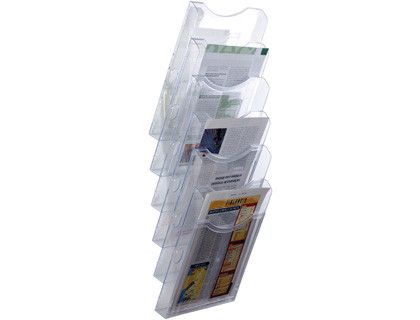 Expositor Mural Archivo 2000 de Pared 6 Bandejas Din A4 Transparente 155X239X665 mm Separadores Moviles Ajustables