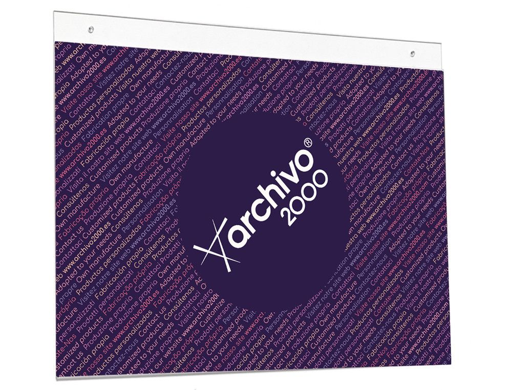 Expositor mural archivo 2000 din a3 horizontal con taladros espesor 2 mm cristal transparente 420x325 mm