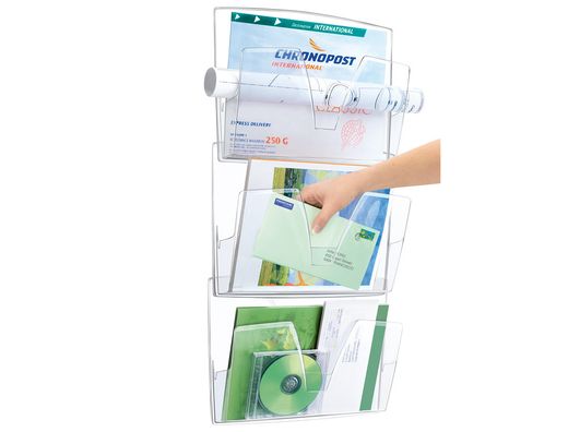 Expositor Mural Cep de Pared 3 Bandejas Din A4 Transparente 361X86X718 Mm