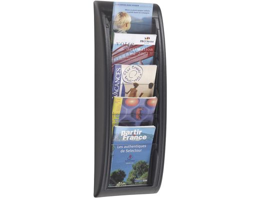 Expositor Mural Fast-Paperflow Din A5 Negro 5 Casillas 650X228X95 Mm