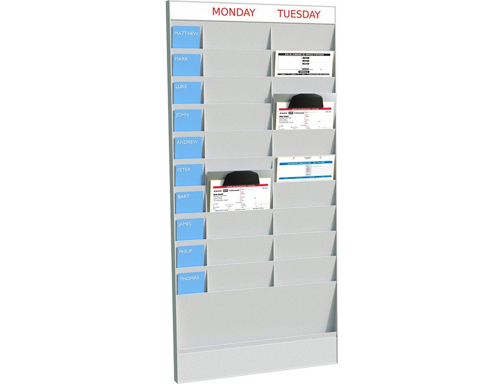 Expositor mural paperflow din a4 20 casillas modulo base color gris