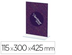 Expositor sobremesa archivo 2000 con forma t poliestireno transparente din a3 vertical doble cara 115x300x425 mm