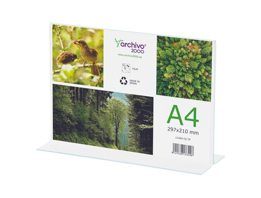 Expositor sobremesa archivo 2000 en forma de t A4 horizontal 85x300x215 mm