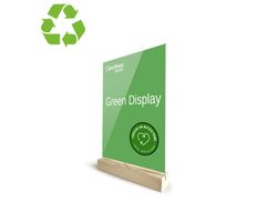 Expositor sobremesa archivo 2000 forma t metacrilato 100% reciclado con base de madera din A4 40x210x330 mm
