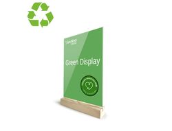 Expositor sobremesa archivo 2000 forma t metacrilato 100% reciclado con base de madera din A5 40x150x240 mm