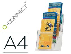 Expositor sobremesa q-connect metacrilato 1/3 din A4 para tripticos 4 compartimentos 121x159x295 mm