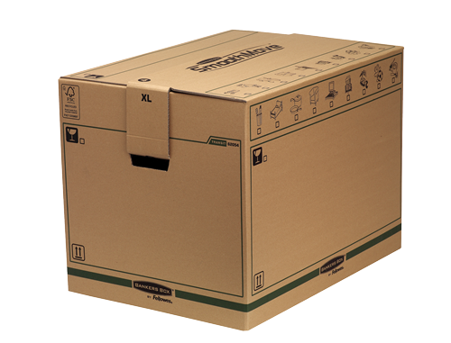 FELLOWES Caja de mudanza con montaje automático 127L (457x457x609mm) Prime Ultra Resistente con asas reforzadas 6205401