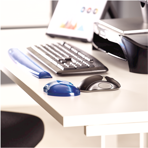 FELLOWES Mini reposamuñecas flexible gel Crystal® Azul 91177-72