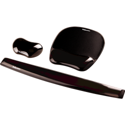 FELLOWES Mini reposamuñecas flexible gel Crystal® Negro 9112301