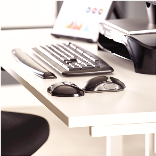 FELLOWES Mini reposamuñecas flexible gel Crystal® Negro 9112301