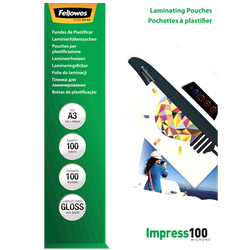 FELLOWES Pack 100 Fundas Plastificar 100 micras Brillo A3 5351205