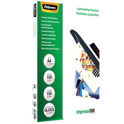 FELLOWES Pack 100 Fundas Plastificar 100 micras Brillo A4 5351111