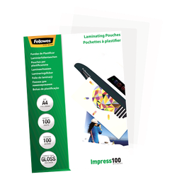 FELLOWES Pack 100 Fundas Plastificar 100 micras Brillo A4 5351111