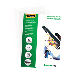FELLOWES Pack 100 Fundas Plastificar 100 micras Brillo A4 5351111