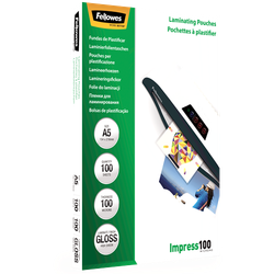 FELLOWES Pack 100 Fundas Plastificar 100 micras Brillo A5 5351002
