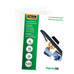 FELLOWES Pack 100 Fundas Plastificar 100 micras Brillo A5 5351002