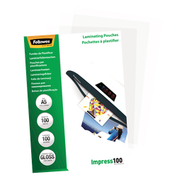 FELLOWES Pack 100 Fundas Plastificar 100 micras Brillo A5 5351002