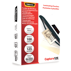 FELLOWES Pack 100 Fundas Plastificar 125 micras Brillo 54x86mm 5306302